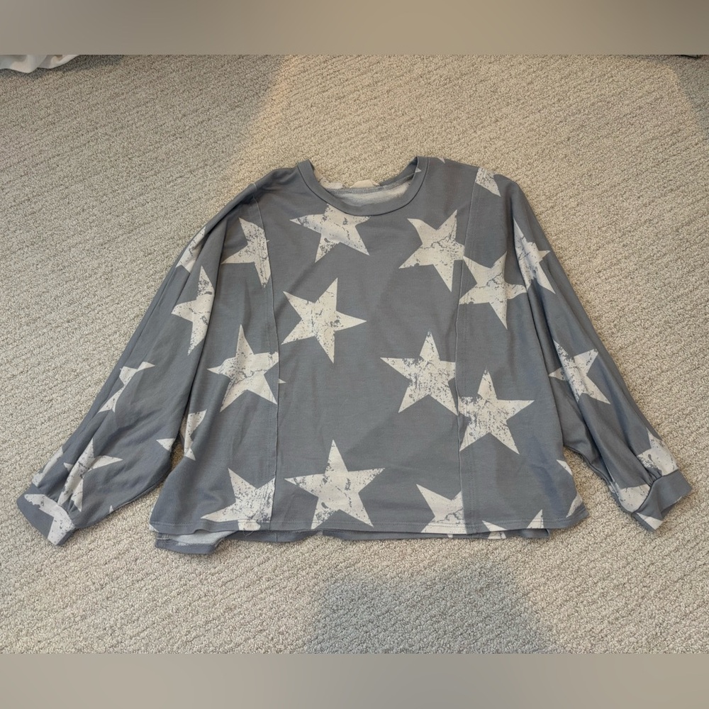Altar'd State Blue/Grey Star Long Sleeve Tee